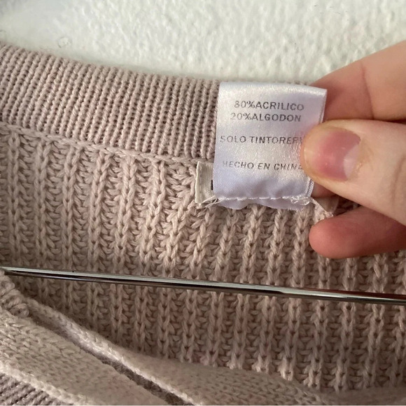 Lace Up Sweater Dusty Rose Pink Cozy Chunky Knit Medium Winter Fall Everyday - Picture 6 of 13